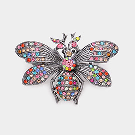 Rhinestone Embellished Honey Bee Pin Brooch