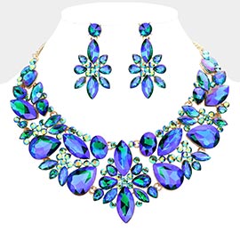 Multi Stone Cluster Evening Necklace