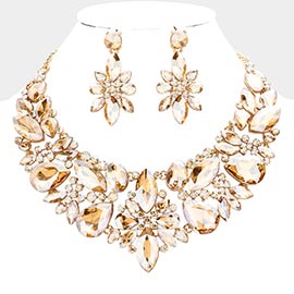 Multi Stone Cluster Evening Necklace