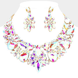 Multi Stone Cluster Evening Necklace