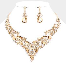 Marquise Stone Cluster Evening Necklace