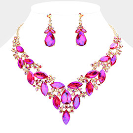 Marquise Stone Cluster Evening Necklace