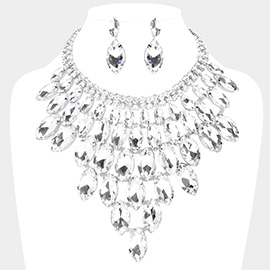 Marquise Stone Cluster Vine Evening Necklace