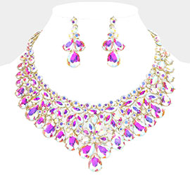 Multi Stone Cluster Evening Necklace