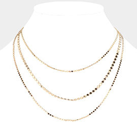 Metal Chain Triple Layered Necklace