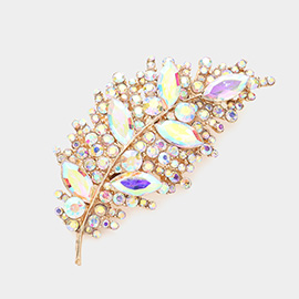 Marquise Stone Accented Leaf Pin Brooch