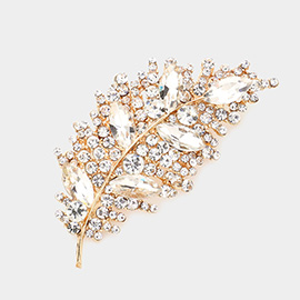 Marquise Stone Accented Leaf Pin Brooch