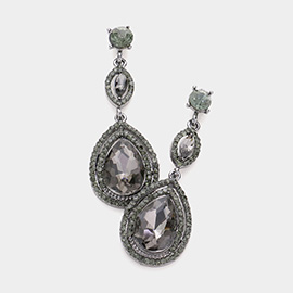 Glass Crystal Teardrop Evening Earrings