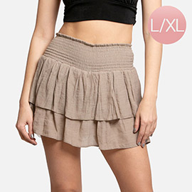 Solid Ruffle Tiered Mini Skirt