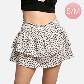 Daisy Flower Patterned Ruffle Tiered Mini Skirt