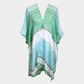 Striped Frayed Cover Up Kimono Poncho