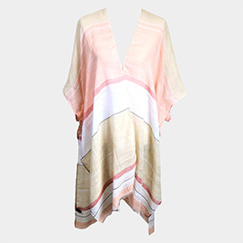 Striped Frayed Cover Up Kimono Poncho