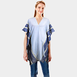 Lurex Border Cover Up Kimono Poncho