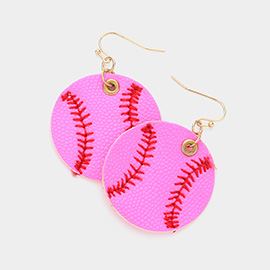 Faux Leather Baseball Dangle Earrings