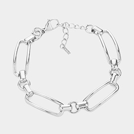 18K White Gold Dipped Stainless Steel Premium Handmade Chain Link Bracelet