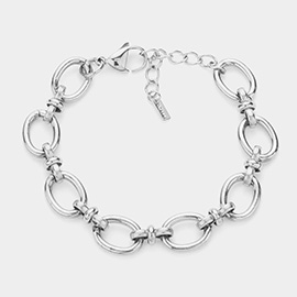 18K White Gold Dipped Stainless Steel Premium Handmade Chain Link Bracelet