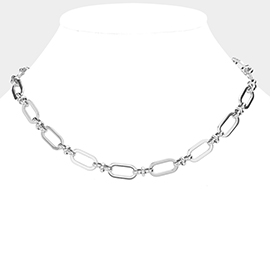 18K White Gold Dipped Stainless Steel Premium Handmade Chain Necklace