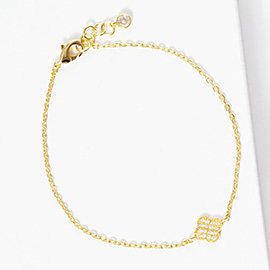 Gold Dipped CZ Quatrefoil Charm Bracelet