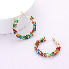 Faceted Beaded Hoop Earrings