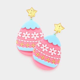 Glittered Star Resin Easter Egg Link Dangle Earrings