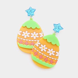 Glittered Star Resin Easter Egg Link Dangle Earrings