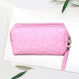 Heart Patterned Solid Pouch Bag