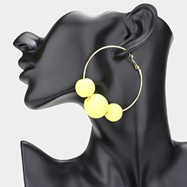 Raffia Wrapped Triple Ball Hoop Earrings