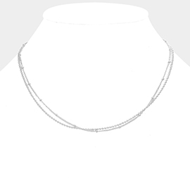 Metal Chain Double Layered Necklace