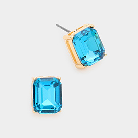 Emerald Cut Stone Stud Evening Earrings