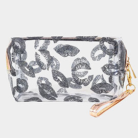 Lips Patterned Transparent Pouch Bag