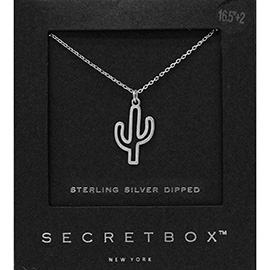 SECRET BOX_Sterling Silver Dipped Cactus Pendant Necklace