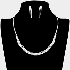 Wavy Rhinestone Pave Necklace