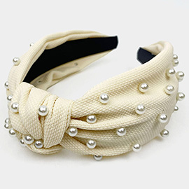 Pearl Embellished Knot Burnout Headband