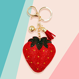 Bling Strawberry Tassel Keychain