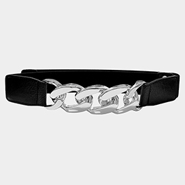 Metal Chain Link Accented Elastic Belt