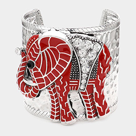 Stone Embellished Elephant Cuff Bracelet