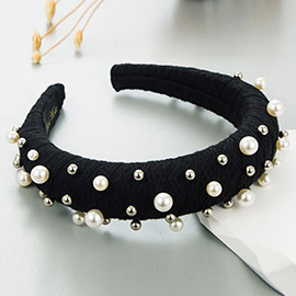 Pearl Metal Ball Embellished Padded Headband