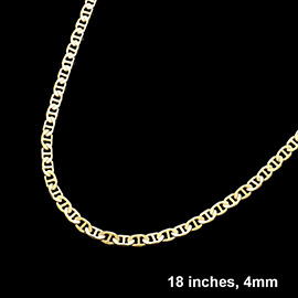 Gold Plated 18 Inch 4mm Mariner Metal Chain Necklace