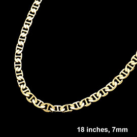 Gold Plated 18 Inch 7mm Mariner Metal Chain Necklace