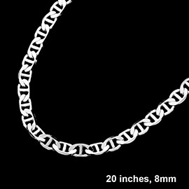 Silver Plated 20 Inch 8mm Mariner Metal Chain Necklace