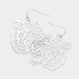 Cut Out Metal Tiger Dangle Earrings