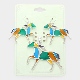 Colorful Running Horse Pendant Set