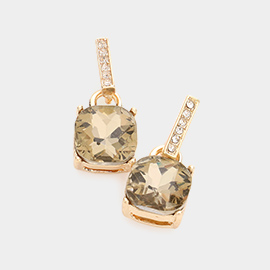 Cushion Square Stone Dangle Evening Earrings