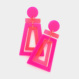 Geometric Open Trapezoid Link Dangle Earrings