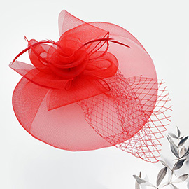 Mesh Flower Feather Fascinator / Headband