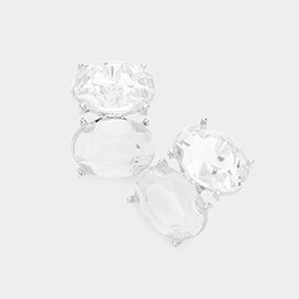 Double Oval Stone Stud Earrings