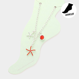 Rhinestone Embellished Starfish Charm Anklet