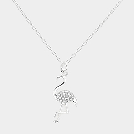 Rhinestone Embellished Flamingo Pendant Necklace