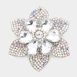 Teardrop Stone Accented Flower Pin Brooch