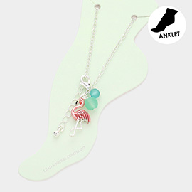 Enamel Flamingo Charm Anklet